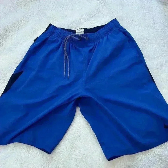 Nike Men’s Lined Swim‎ Trunks Board Shorts Navy Blue Pockets Sz M - Picture 2 of 6